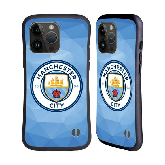 Head Case Designs Officially Licensed Manchester City Man City FC Badge Geometric Blue Full Colour Hybrid Case Compatible with Apple iPhone 15 Pro Max