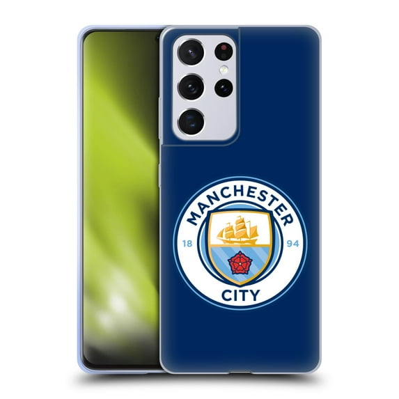 Head Case Designs Officially Licensed Manchester City Man City FC Badge Obsidian Full Colour Soft Gel Case Compatible with Samsung Galaxy S21 Ultra 5G
