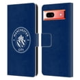 thumbnail image 1 of Head Case Designs Officially Licensed Manchester City Man City FC Badge Obsidian White Outline Leather Book Wallet Case Cover Compatible with Google Pixel 7a, 1 of 6
