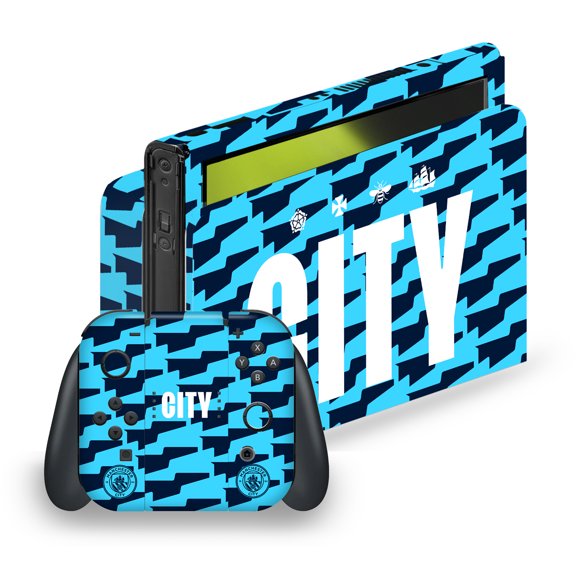 Head Case Designs Officially Licensed Manchester City Man City FC Logo Art City Pattern Vinyl Sticker Skin Decal Cover Compatible with Nintendo Switch OLED
