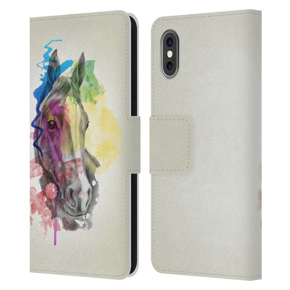 Head Case Designs Officially Licensed Mark Ashkenazi Animals Horse Leather Book Wallet Case Cover Compatible with Apple iPhone X / iPhone XS