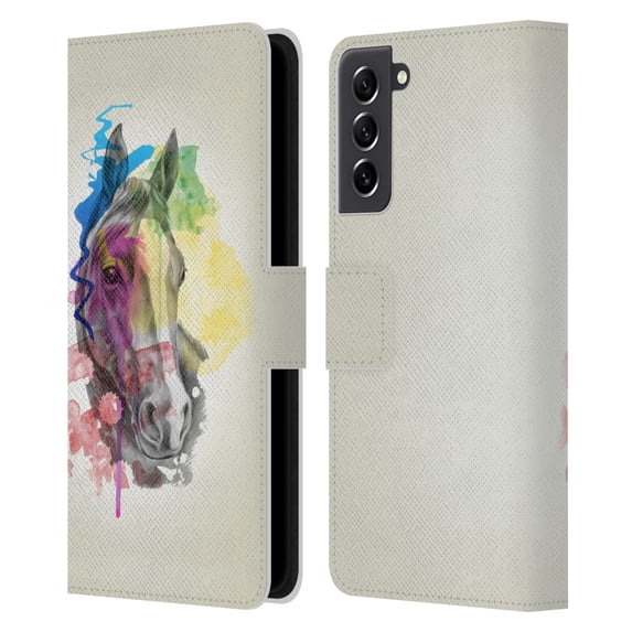 Head Case Designs Officially Licensed Mark Ashkenazi Animals Horse Leather Book Wallet Case Cover Compatible with Samsung Galaxy S21 FE 5G