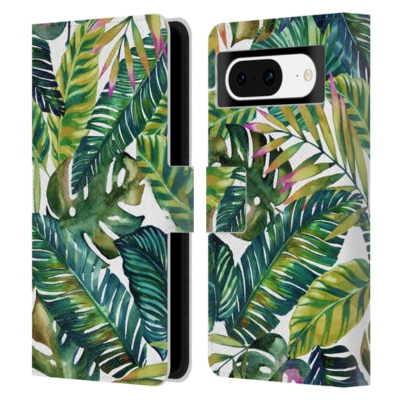Head Case Designs Officially Licensed Mark Ashkenazi Banana Life Tropical Leaves Leather Book Wallet Case Cover Compatible with Google Pixel 8