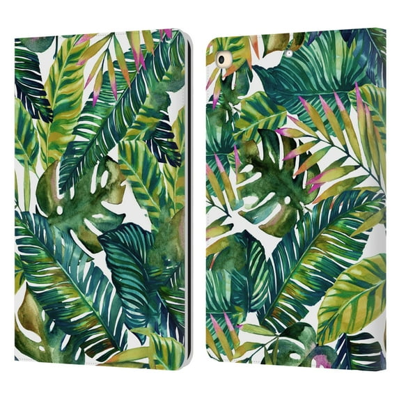 Head Case Designs Officially Licensed Mark Ashkenazi Banana Life Tropical Leaves Leather Book Wallet Case Cover Compatible with Apple iPad 9.7 2017 / iPad 9.7 2018