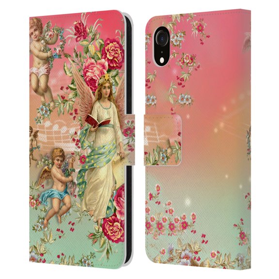 Head Case Designs Officially Licensed Mark Ashkenazi Florals Angels Leather Book Wallet Case Cover Compatible with Apple iPhone XR
