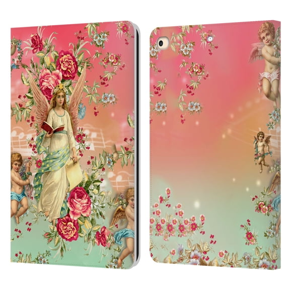 Head Case Designs Officially Licensed Mark Ashkenazi Florals Angels Leather Book Wallet Case Cover Compatible with Apple iPad 9.7 2017 / iPad 9.7 2018