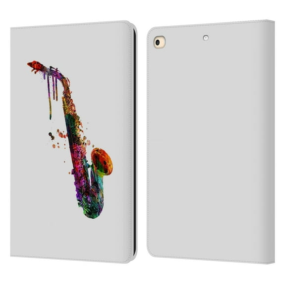 Head Case Designs Officially Licensed Mark Ashkenazi Music Saxophone Leather Book Wallet Case Cover Compatible with Apple iPad 9.7 2017 / iPad 9.7 2018