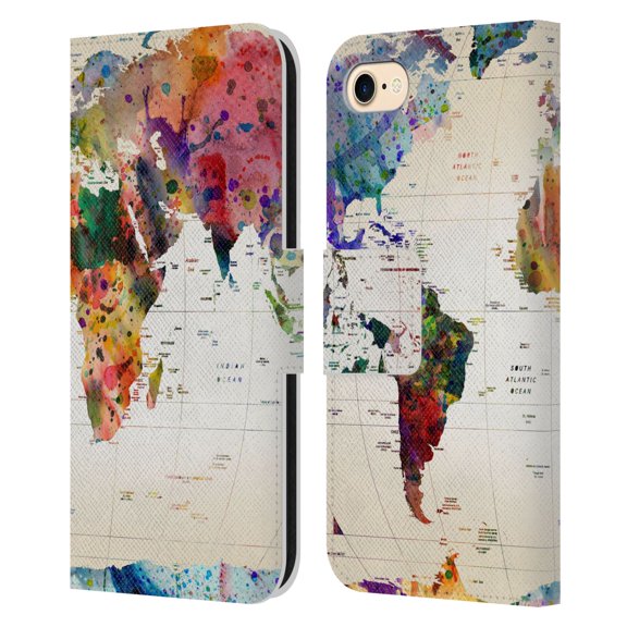 Head Case Designs Officially Licensed Mark Ashkenazi Pop Culture Map Of The World Leather Book Wallet Case Cover Compatible with Apple iPhone 7 / 8 / SE 2020 & 2022