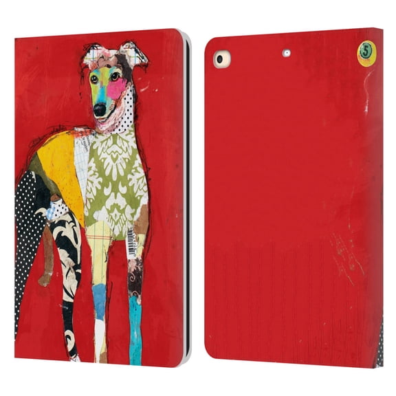 Head Case Designs Officially Licensed Michel Keck Dogs 2 Greyhound Leather Book Wallet Case Cover Compatible with Apple iPad 9.7 2017 / iPad 9.7 2018