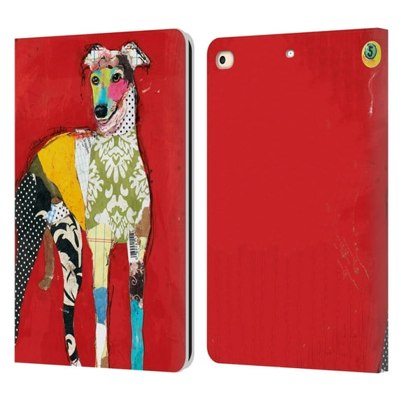 Head Case Designs Officially Licensed Michel Keck Dogs 2 Greyhound Leather Book Wallet Case Cover Compatible with Apple iPad 9.7 2017 / iPad 9.7 2018