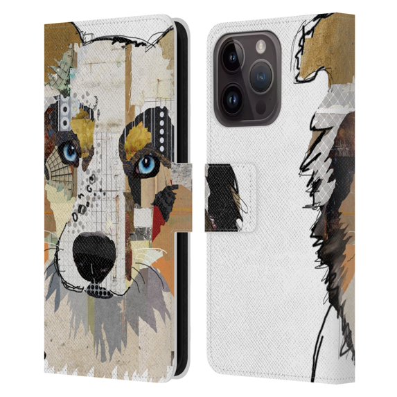 Head Case Designs Officially Licensed Michel Keck Dogs 3 Australian Shepherd Leather Book Wallet Case Cover Compatible with Apple iPhone 15 Pro