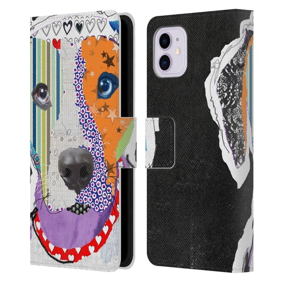 Head Case Designs Officially Licensed Michel Keck Dogs 3 Catahoula Leopard Leather Book Wallet Case Cover Compatible with Apple iPhone 11