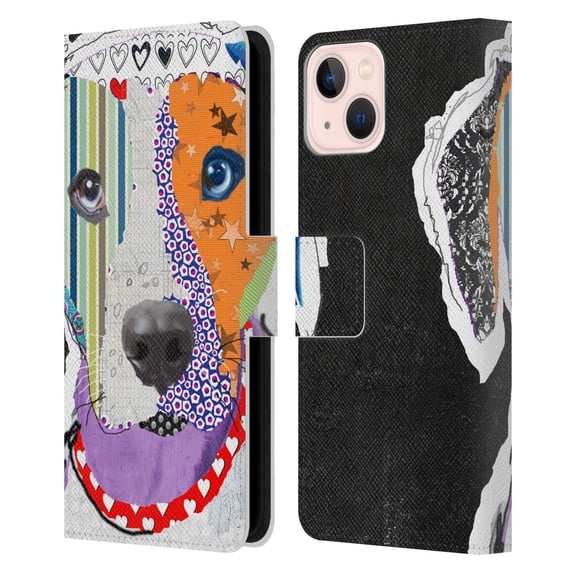 Head Case Designs Officially Licensed Michel Keck Dogs 3 Catahoula Leopard Leather Book Wallet Case Cover Compatible with Apple iPhone 13