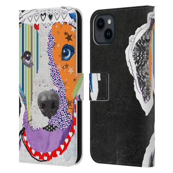 Head Case Designs Officially Licensed Michel Keck Dogs 3 Catahoula Leopard Leather Book Wallet Case Cover Compatible with Apple iPhone 15 Plus