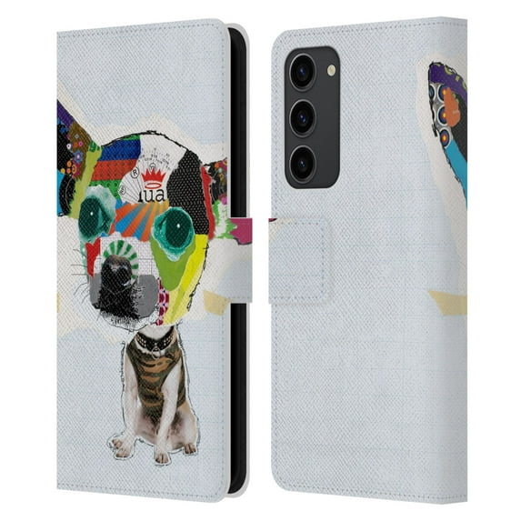 Head Case Designs Officially Licensed Michel Keck Dogs 3 Chihuahua 2 Leather Book Wallet Case Cover Compatible with Samsung Galaxy S23+ 5G