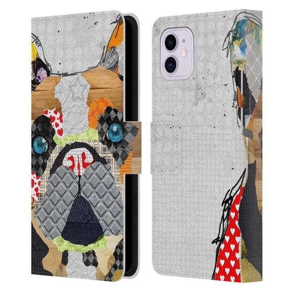 Head Case Designs Officially Licensed Michel Keck Dogs 3 French Bulldog Leather Book Wallet Case Cover Compatible with Apple iPhone 11