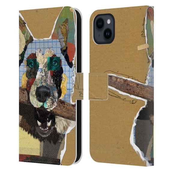 Head Case Designs Officially Licensed Michel Keck Dogs 3 German Shepherd Leather Book Wallet Case Cover Compatible with Apple iPhone 15 Plus