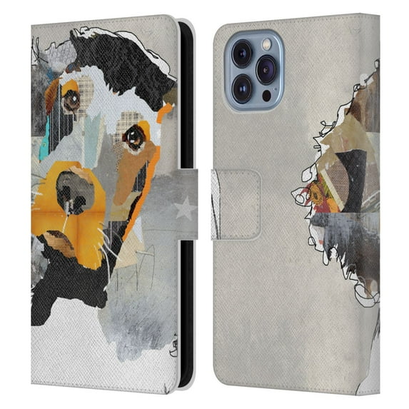 Head Case Designs Officially Licensed Michel Keck Dogs 3 Irish Setter Leather Book Wallet Case Cover Compatible with Apple iPhone 14