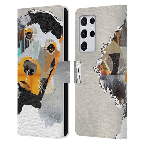 Head Case Designs Officially Licensed Michel Keck Dogs 3 Irish Setter Leather Book Wallet Case Cover Compatible with Samsung Galaxy S21 Ultra 5G