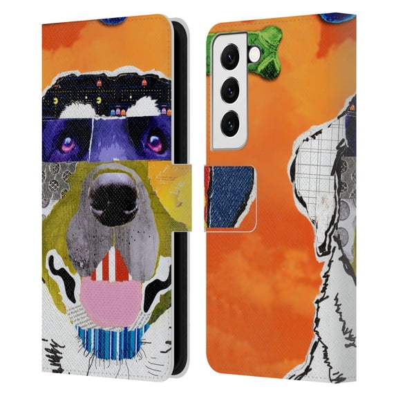 Head Case Designs Officially Licensed Michel Keck Dogs 3 Labrador Leather Book Wallet Case Cover Compatible with Samsung Galaxy S22 5G