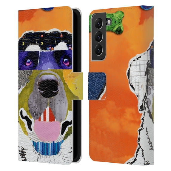 Head Case Designs Officially Licensed Michel Keck Dogs 3 Labrador Leather Book Wallet Case Cover Compatible with Samsung Galaxy S22+ 5G