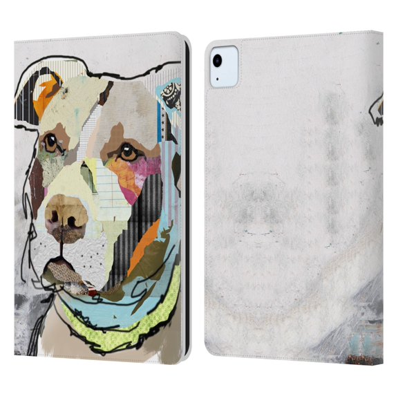 Head Case Designs Officially Licensed Michel Keck Dogs 3 Pit Bull Leather Book Wallet Case Cover Compatible with Apple iPad Air (2020)