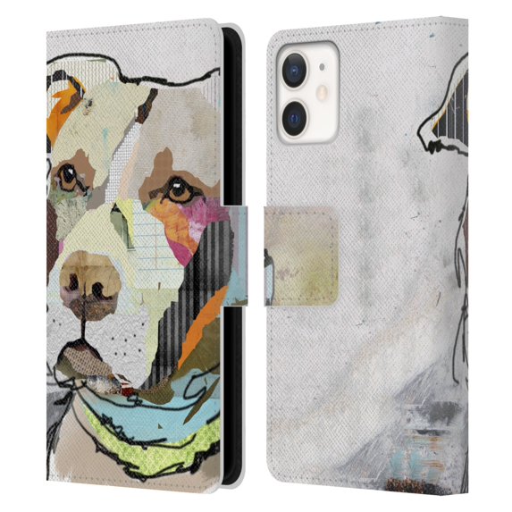 Head Case Designs Officially Licensed Michel Keck Dogs 3 Pit Bull Leather Book Wallet Case Cover Compatible with Apple iPhone 12 Mini