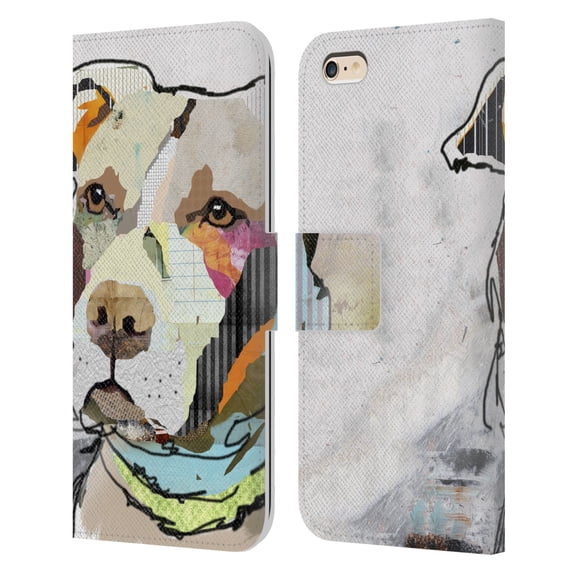 Head Case Designs Officially Licensed Michel Keck Dogs 3 Pit Bull Leather Book Wallet Case Cover Compatible with Apple iPhone 6 Plus / iPhone 6s Plus