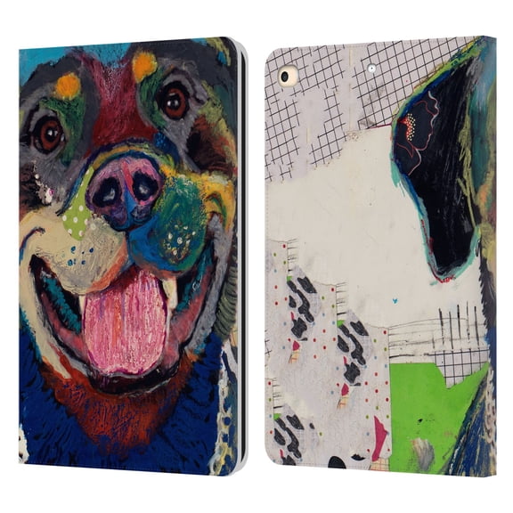 Head Case Designs Officially Licensed Michel Keck Dogs Rottweiler Leather Book Wallet Case Cover Compatible with Apple iPad 9.7 2017 / iPad 9.7 2018