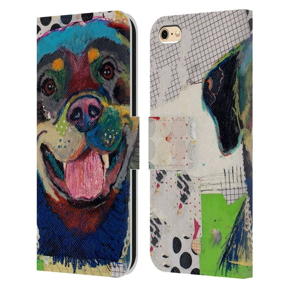 Head Case Designs Officially Licensed Michel Keck Dogs Rottweiler Leather Book Wallet Case Cover Compatible with Apple iPhone 6 / iPhone 6s