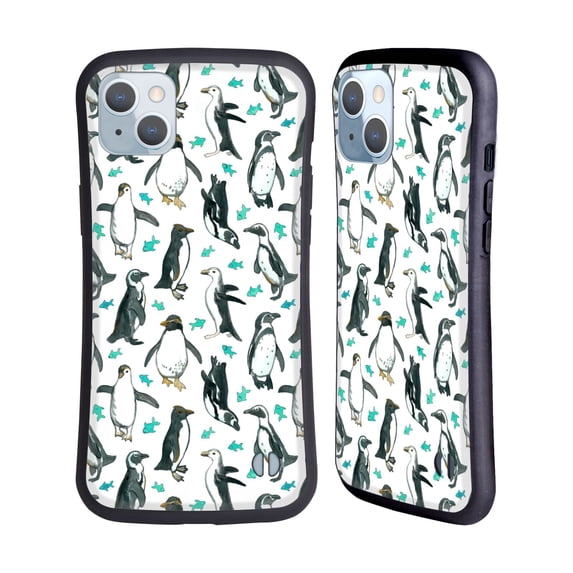 Head Case Designs Officially Licensed Micklyn Le Feuvre Animals 2 Little Penguins And Fish Hybrid Case Compatible with Apple iPhone 14 Plus