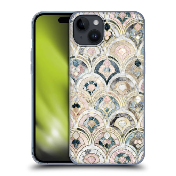 Head Case Designs Officially Licensed Micklyn Le Feuvre Marble Patterns Art Deco Tiles In Soft Pastels Soft Gel Case Compatible with Apple iPhone 15 Plus