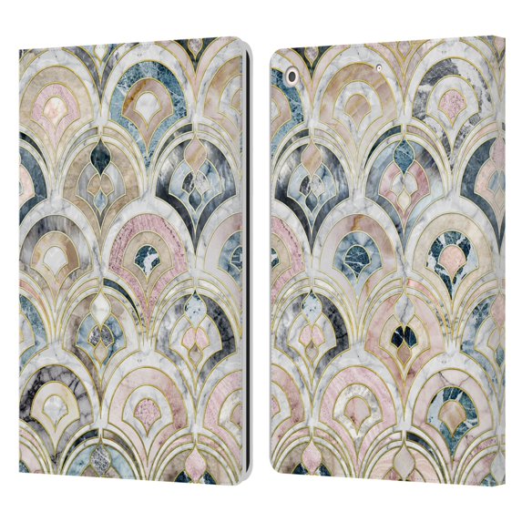 Head Case Designs Officially Licensed Micklyn Le Feuvre Marble Patterns Art Deco Tiles In Soft Pastels Leather Book Case Compatible with Apple iPad 10.2 2019/2020/2021