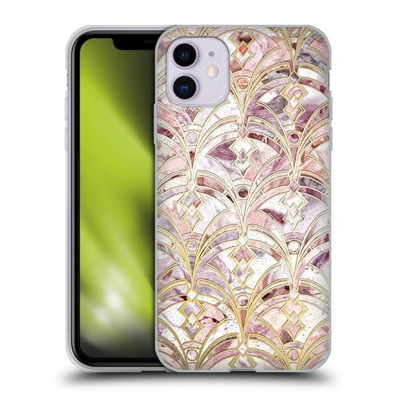 Head Case Designs Officially Licensed Micklyn Le Feuvre Marble Patterns Dusty Rose And Coral Art Deco Marbling Pattern Soft Gel Case Compatible with Apple iPhone 11