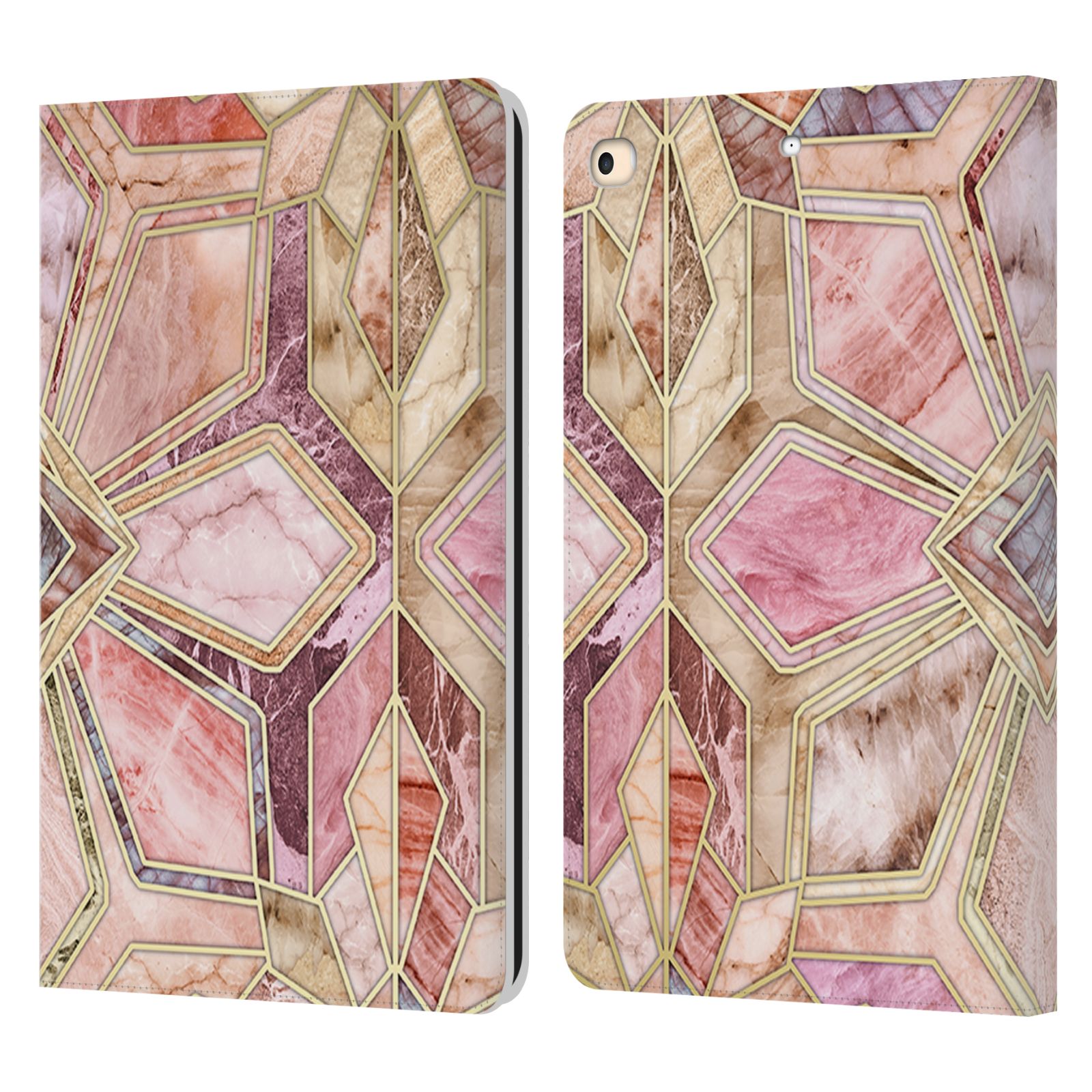 Head Case Designs Officially Licensed Micklyn Le Feuvre Marble Patterns Gilded Stone Tiles Leather Book Wallet Case Compatible with Apple iPad 9.7 2017 / iPad 9.7 2018 - image 1 of 6