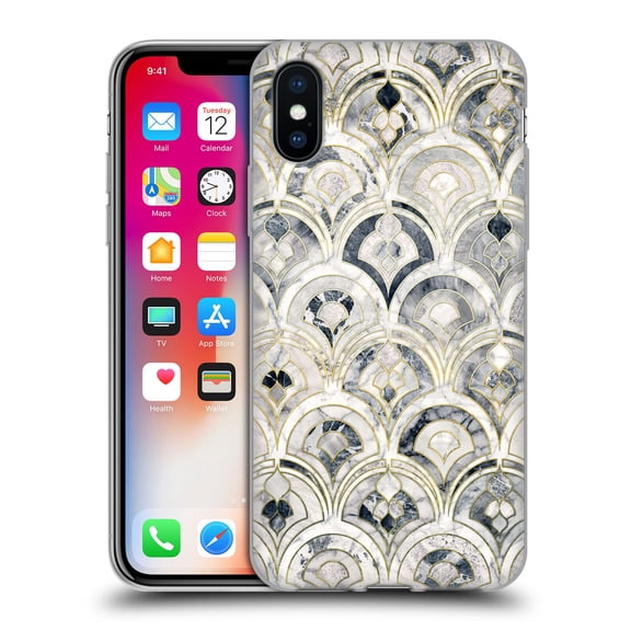 Head Case Designs Officially Licensed Micklyn Le Feuvre Marble Patterns Monochrome Art Deco Tiles Soft Gel Case Compatible with Apple iPhone X / iPhone XS