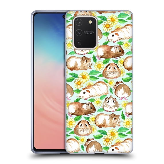 Head Case Designs Officially Licensed Micklyn Le Feuvre Patterns 2 Guinea Pigs And Daisies In Watercolour On Mint Soft Gel Case Compatible with Samsung Galaxy S10 Lite