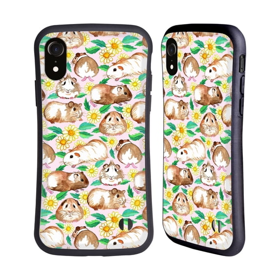 Head Case Designs Officially Licensed Micklyn Le Feuvre Patterns 2 Guinea Pigs And Daisies In Watercolour On Pink Hybrid Case Compatible with Apple iPhone XR