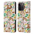 thumbnail image 1 of Head Case Designs Officially Licensed Micklyn Le Feuvre Patterns 2 Guinea Pigs And Daisies In Watercolour On Pink Leather Book Case Compatible with Apple iPhone 15 Pro, 1 of 6