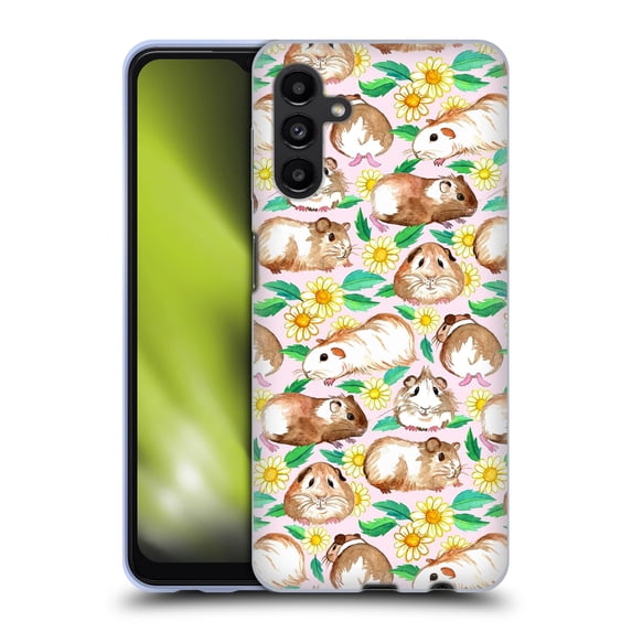 Head Case Designs Officially Licensed Micklyn Le Feuvre Patterns 2 Guinea Pigs And Daisies In Watercolour On Pink Gel Case Compatible with Samsung Galaxy A13 5G (2021)