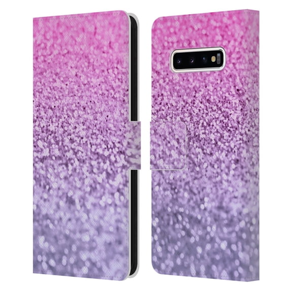 Head Case Designs Officially Licensed Monika Strigel Glitter Collection Lavender Pink Leather Book Wallet Case Cover Compatible with Samsung Galaxy S10+ / S10 Plus