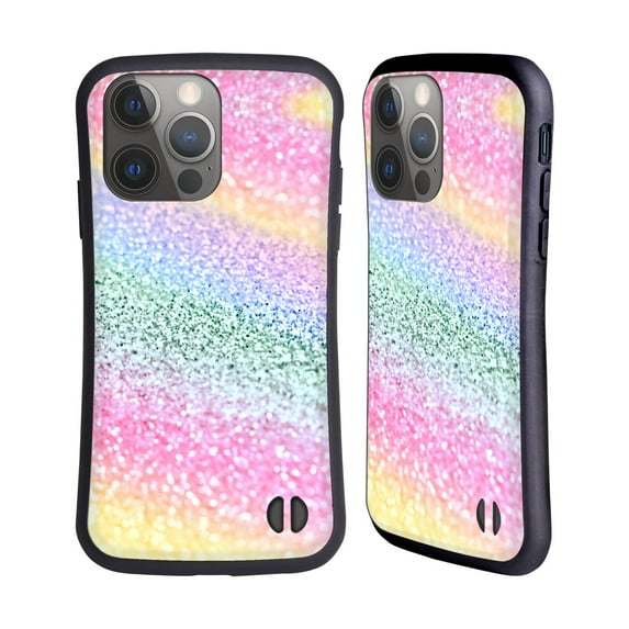 Head Case Designs Officially Licensed Monika Strigel Glitter Collection Unircorn Rainbow Hybrid Case Compatible with Apple iPhone 14 Pro