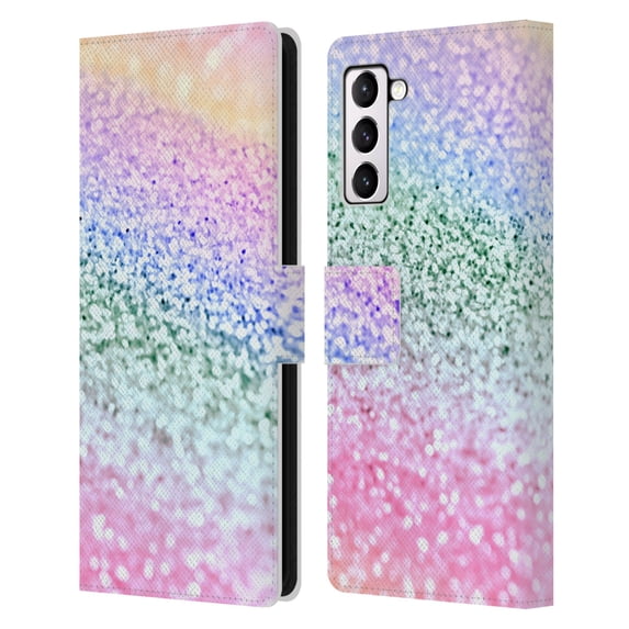Head Case Designs Officially Licensed Monika Strigel Glitter Collection Unircorn Rainbow Leather Book Wallet Case Cover Compatible with Samsung Galaxy S21+ 5G