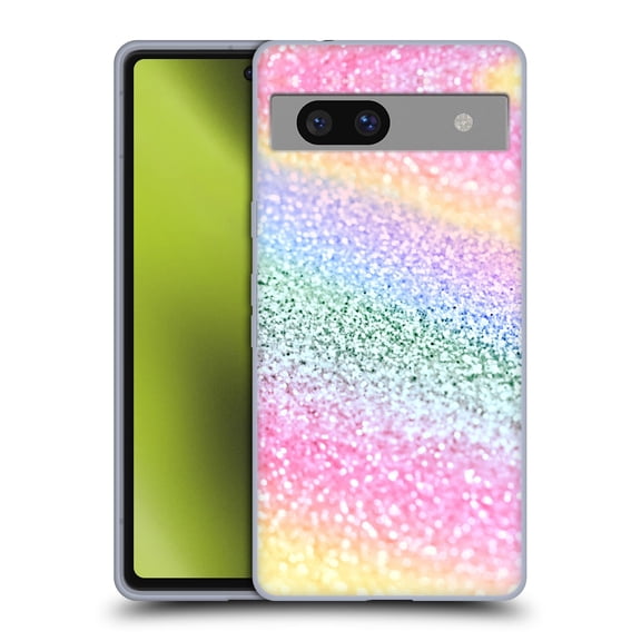 Head Case Designs Officially Licensed Monika Strigel Glitter Collection Unircorn Rainbow Soft Gel Case Compatible with Google Pixel 7a