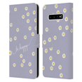 thumbnail image 1 of Head Case Designs Officially Licensed Monika Strigel Happy Daisy Lavender Leather Book Wallet Case Cover Compatible with Samsung Galaxy S10+ / S10 Plus, 1 of 6