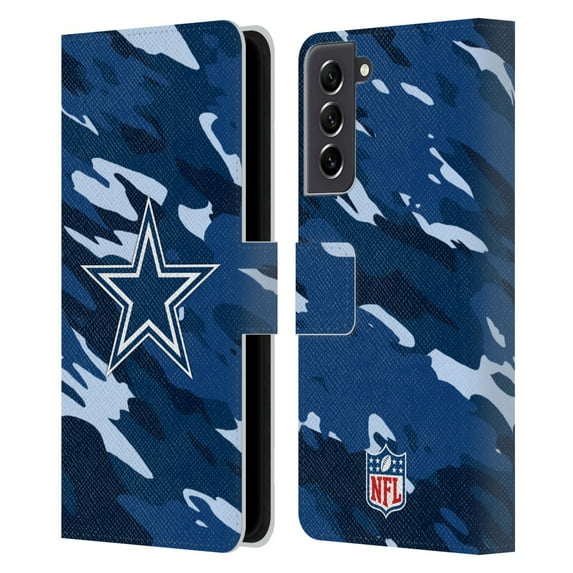 Head Case Designs NFL Dallas Cowboys Logo Camou Leather Book Wallet Case Cover For Samsung Galaxy S21 FE 5G