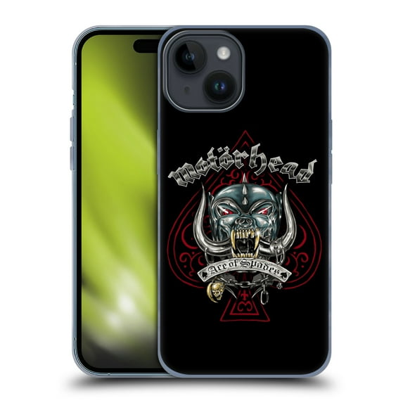 Head Case Designs Officially Licensed Motorhead Graphics Ace Of Spades Dog Soft Gel Case Compatible with Apple iPhone 15
