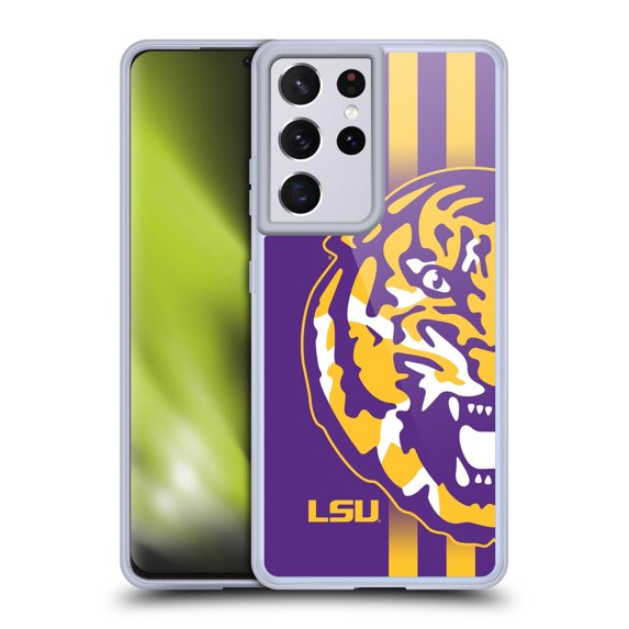 Head Case Designs Louisiana State University LSU LSU Art Tiger Graphics 2 Soft Gel Case for Samsung Galaxy S21 Ultra 5G