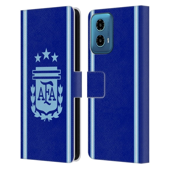 Head Case Designs Officially Licensed Argentina National Football Team 2024/25 Crest Kit Away Leather Wallet Case Compatible with Motorola Moto G34 5G