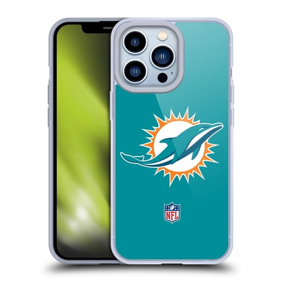 Head Case Designs NFL Miami Dolphins Logo Plain Soft Gel Case for Apple iPhone 13 Pro